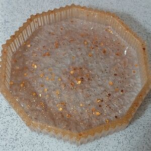 Hand Crafted Gold and Brown Decorative Tray